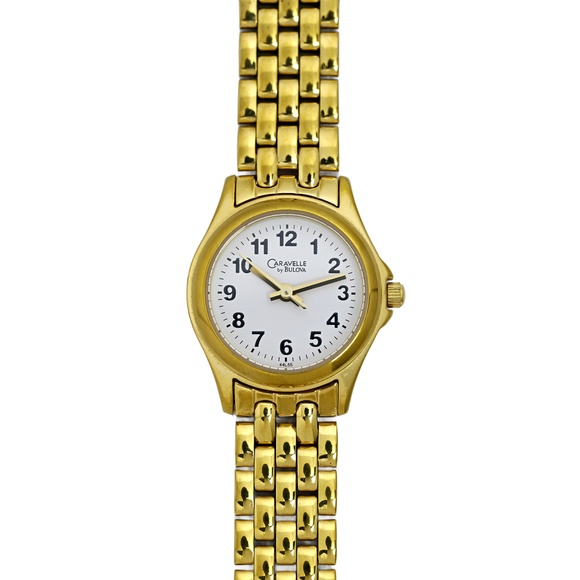 Caravelle Bulova Ladies Vintage Gold Plated White Dial Watch Quartz main image 6
